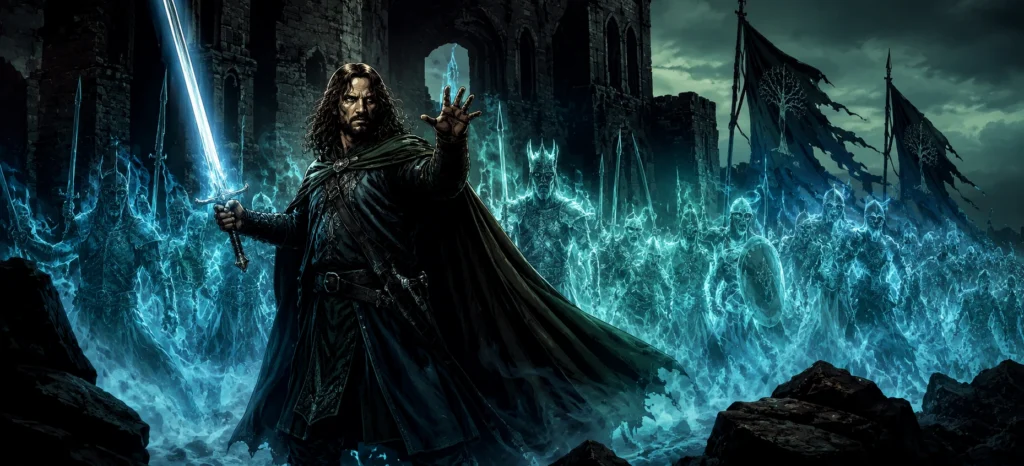 Aragorn em Minas Tirith em O Senhor dos Anéis O Retorno do Rei Livro