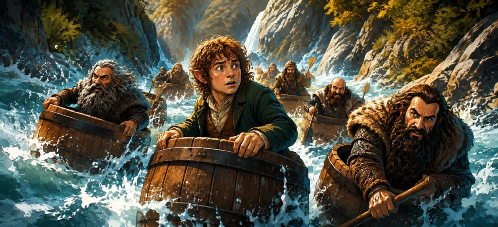 A Fuga dos Barris em O Hobbit Livro